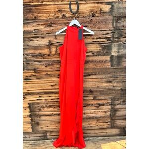 ALLANDWELL | Red Sleeveless Ruffle Long Maxi Dress NWT